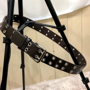 36"- 43" double eyelet belt non-leather store brand dark brown 90s punk goth emo